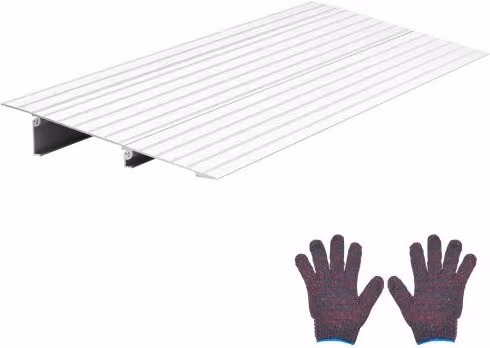 Rampa per soglia modulare regolabile VEVOR in alluminio color argento, capacità di carico 360 kg, L: 86,4 cm, P: 29,6 cm, H: 5,9 cm