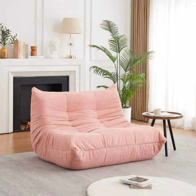 Sedia Lounge Minimal in Tessuto Imbottito Grigio Chiaro