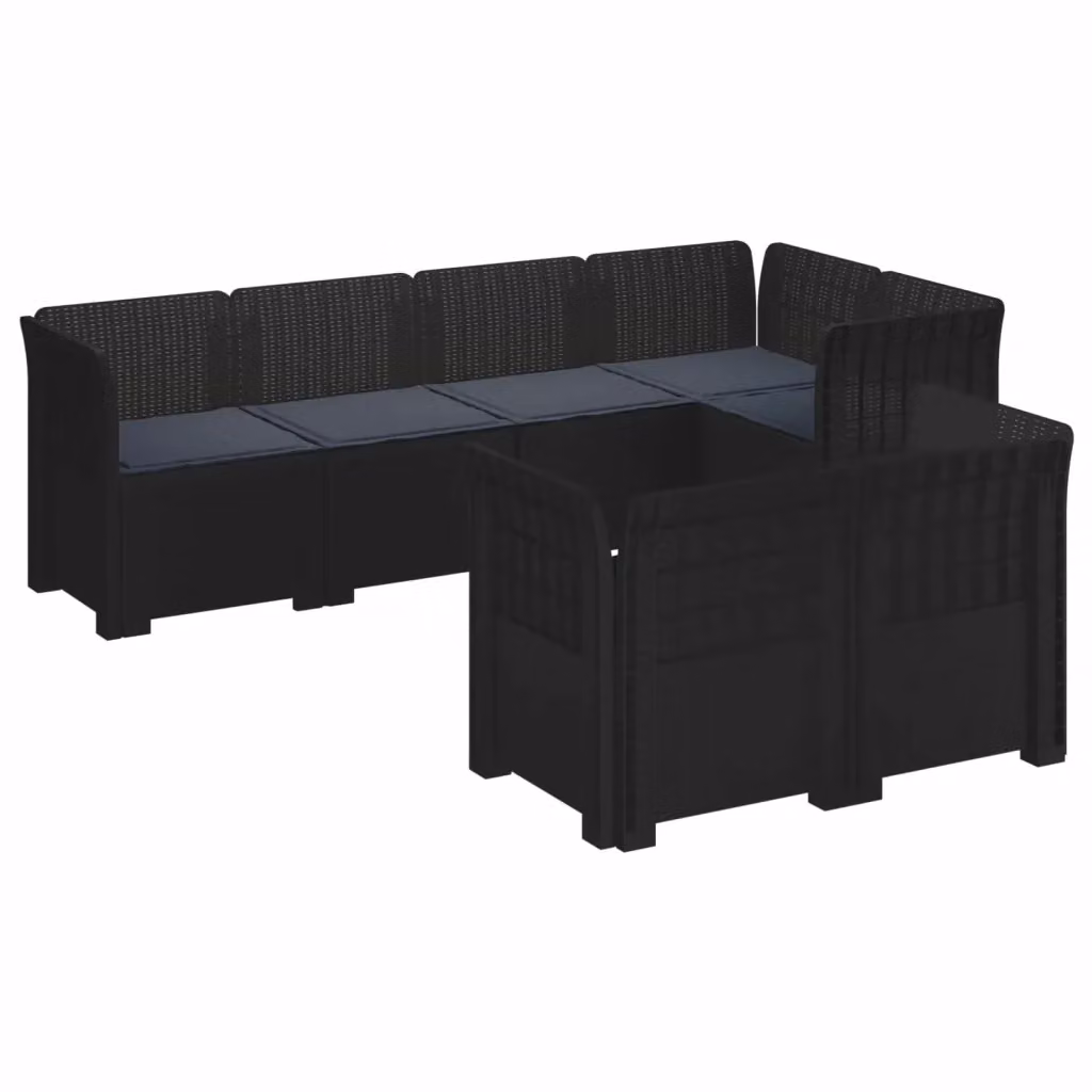 Set da giardino vidaXL con 7 posti in polyrattan grigio antracite e cuscini inclusi – 2