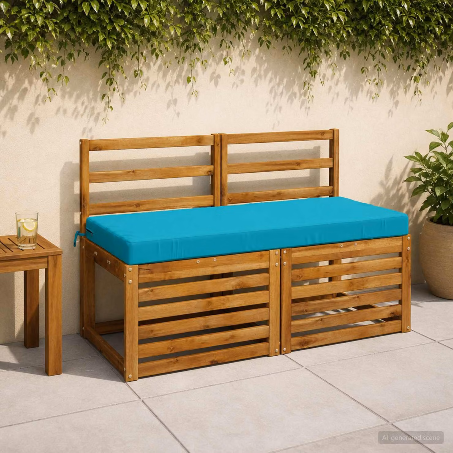 Cuscino per panchina vidaXL SOEST rettangolare in poliestere turchese con rivestimento rimovibile e resistenza ai raggi UV