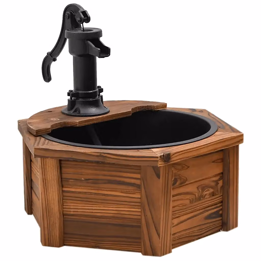 Fontana d'Acqua Cascade vidaXL in Legno di Abete Marrone con Pompa, L/P/H: 57 x 57 x 53 cm – 2