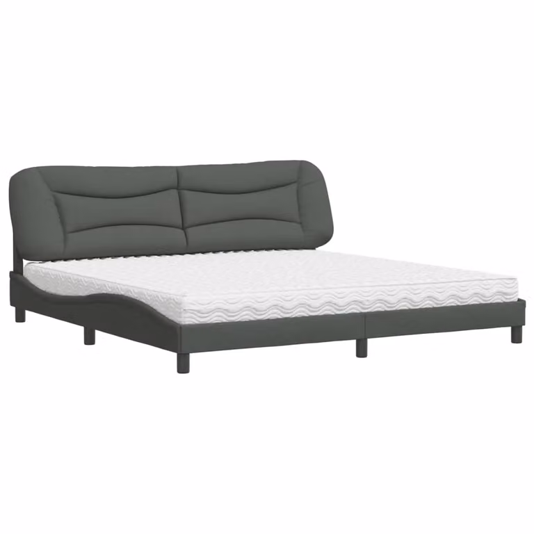 Letto con Materasso Hvar Grigio Scuro 200x200 cm in Tessuto