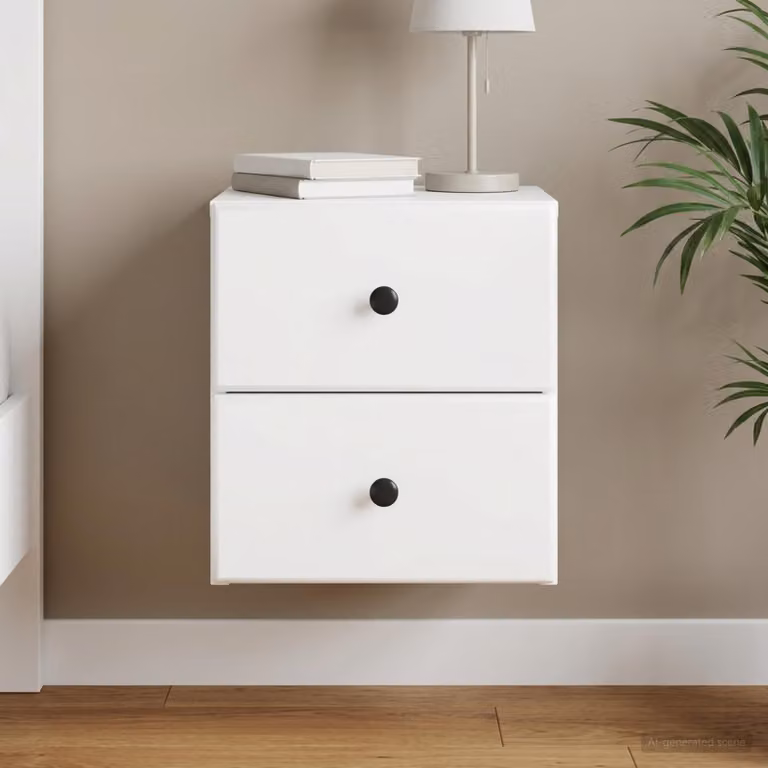 vidaXL Mobiletto da notte sospeso con cassetto Bianco L 34,5 cm x P 33 cm x H 40 cm