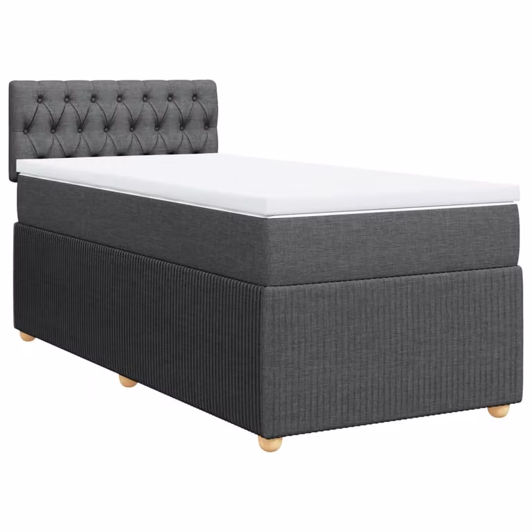 Giroletto a Molle con Materasso Grigio Scuro 90x190 cm Tessuto