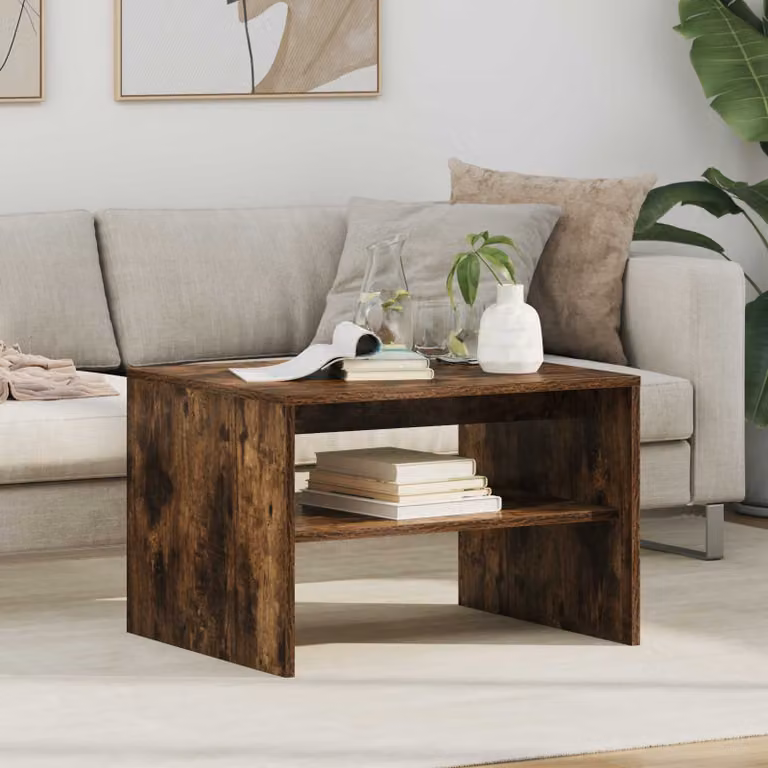 vidaXL Tavolino da salotto moderno in legno color rovere marrone L: 60 cm, P: 50 cm, H: 40 cm