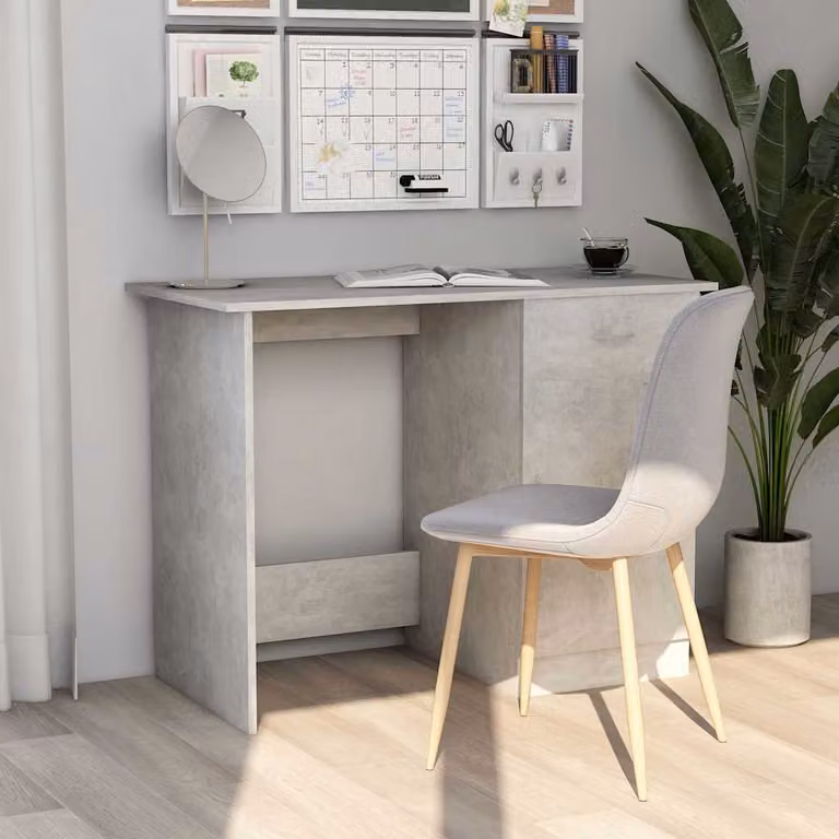 Scrivania moderna vidaXL in legno e MDF grigio con finitura opaca L 100 x P 50 x H 76 cm