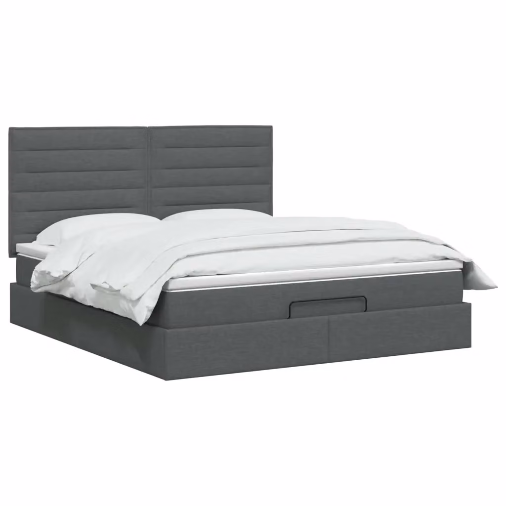 Letto ottomano moderno vidaXL con contenitore a sollevamento e materasso a molle in tessuto grigio L: 180 cm, P: 200 cm, H: 203 cm – 2