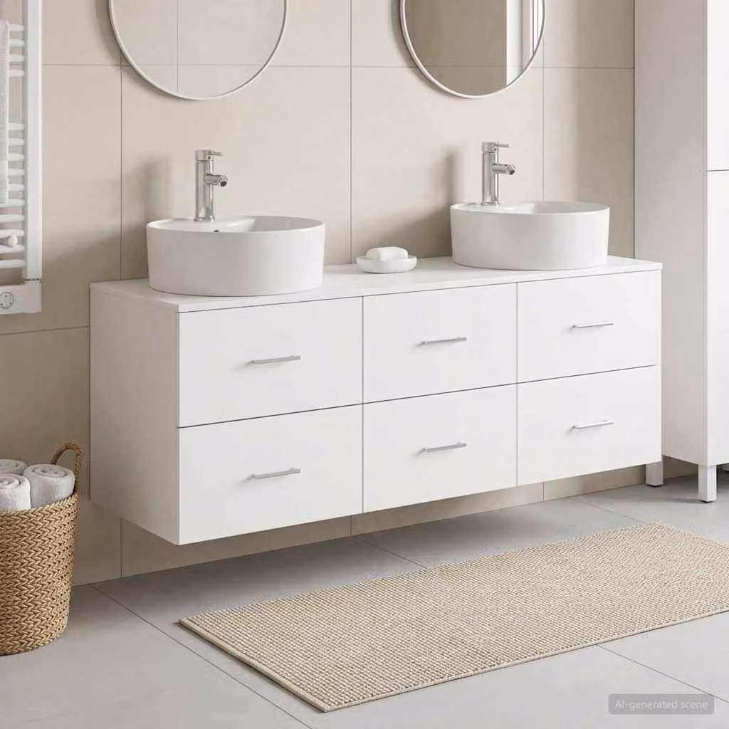 Set di armadi da bagno moderni vidaXL in 3 pezzi, colore bianco opaco, L/P/H: 62,5 x 44,5 x 50 cm