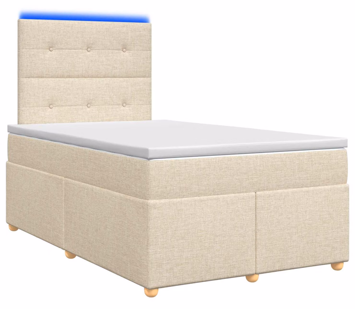 Letto a molle con materasso crema 120 x 200 cm in tessuto