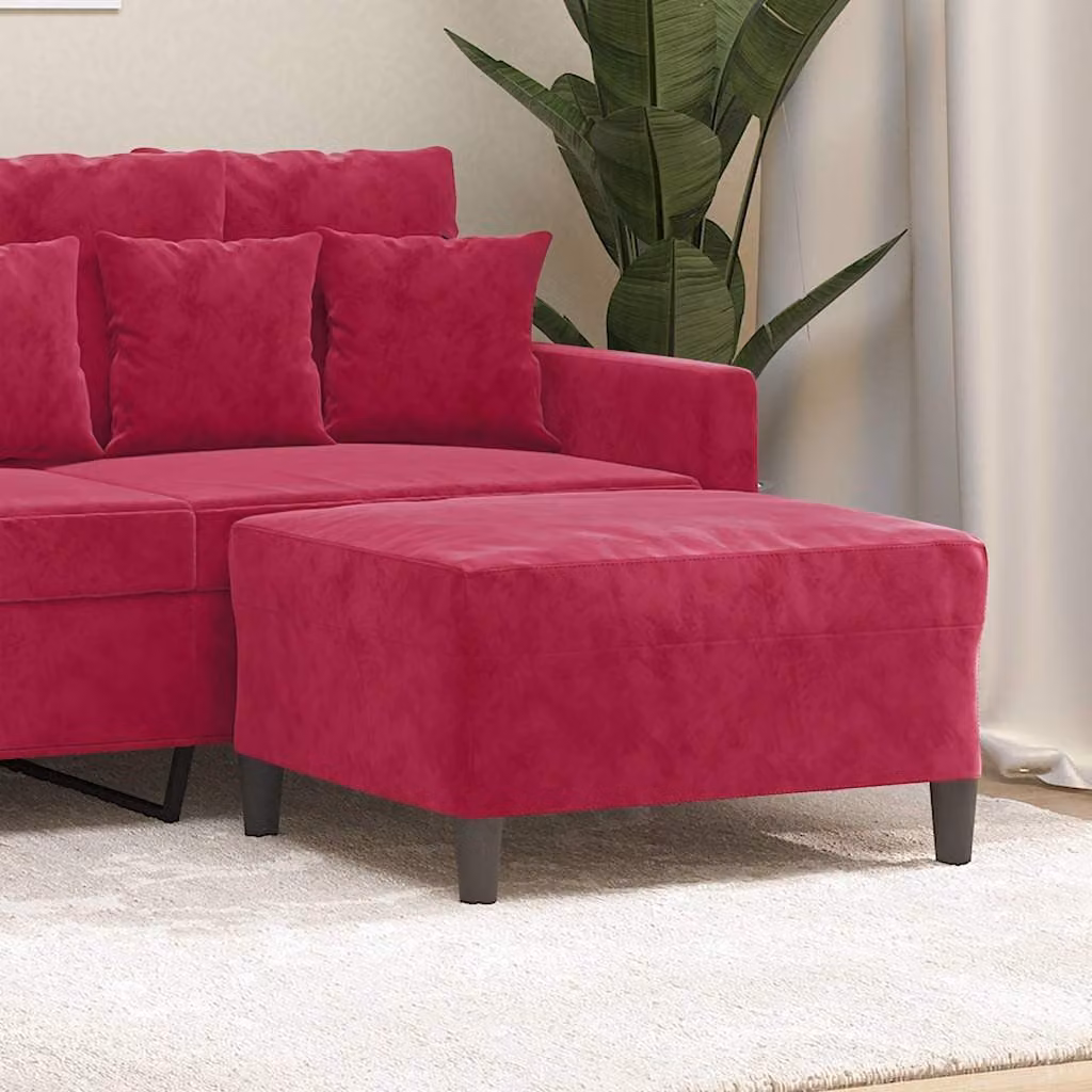 Poggiapiedi vidaXL in velluto rosso, L 70 cm x P 55 cm x H 41 cm