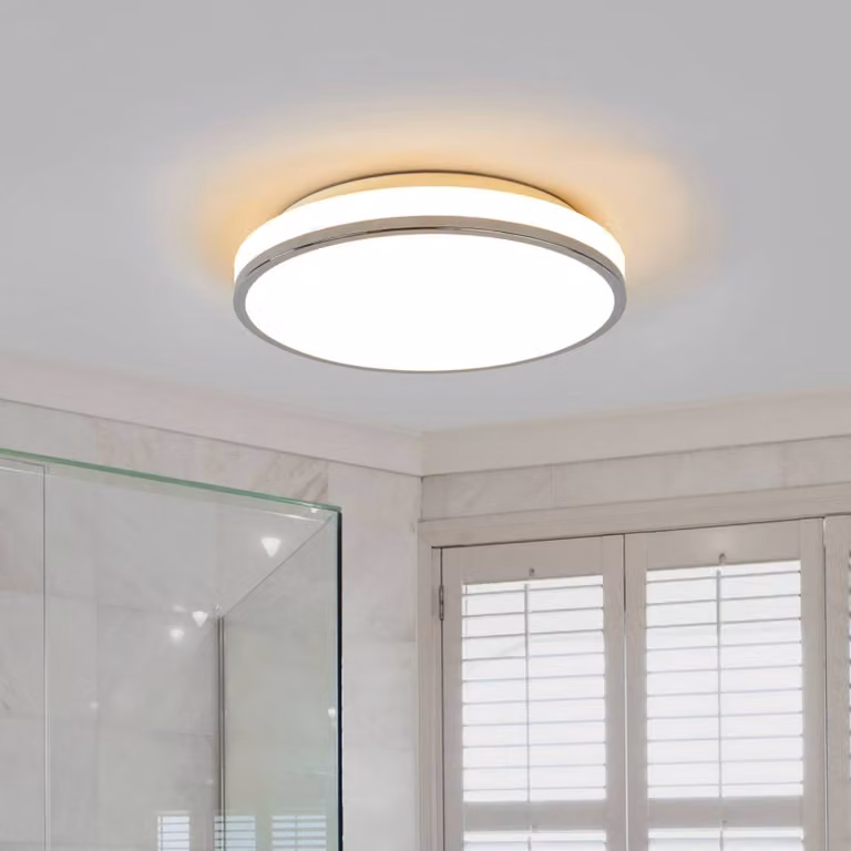Plafoniera Lyss Lindby, Bianco / Opale, Bagno, Vetro, Moderno, Plafoniera