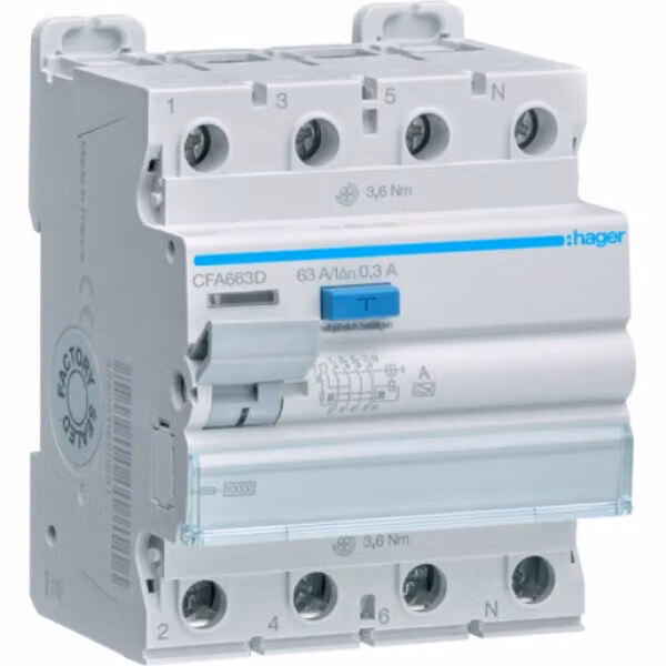 Hager FI-SCH. 4P 10KA 63A 300MA A (CFA663D)