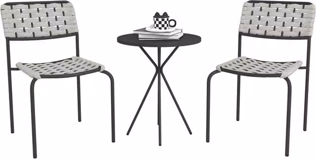 Set salotto polyrattan 3 pezzi ¨C Xylo ¨C 2 sedie tavolo grigio esterno balcone
