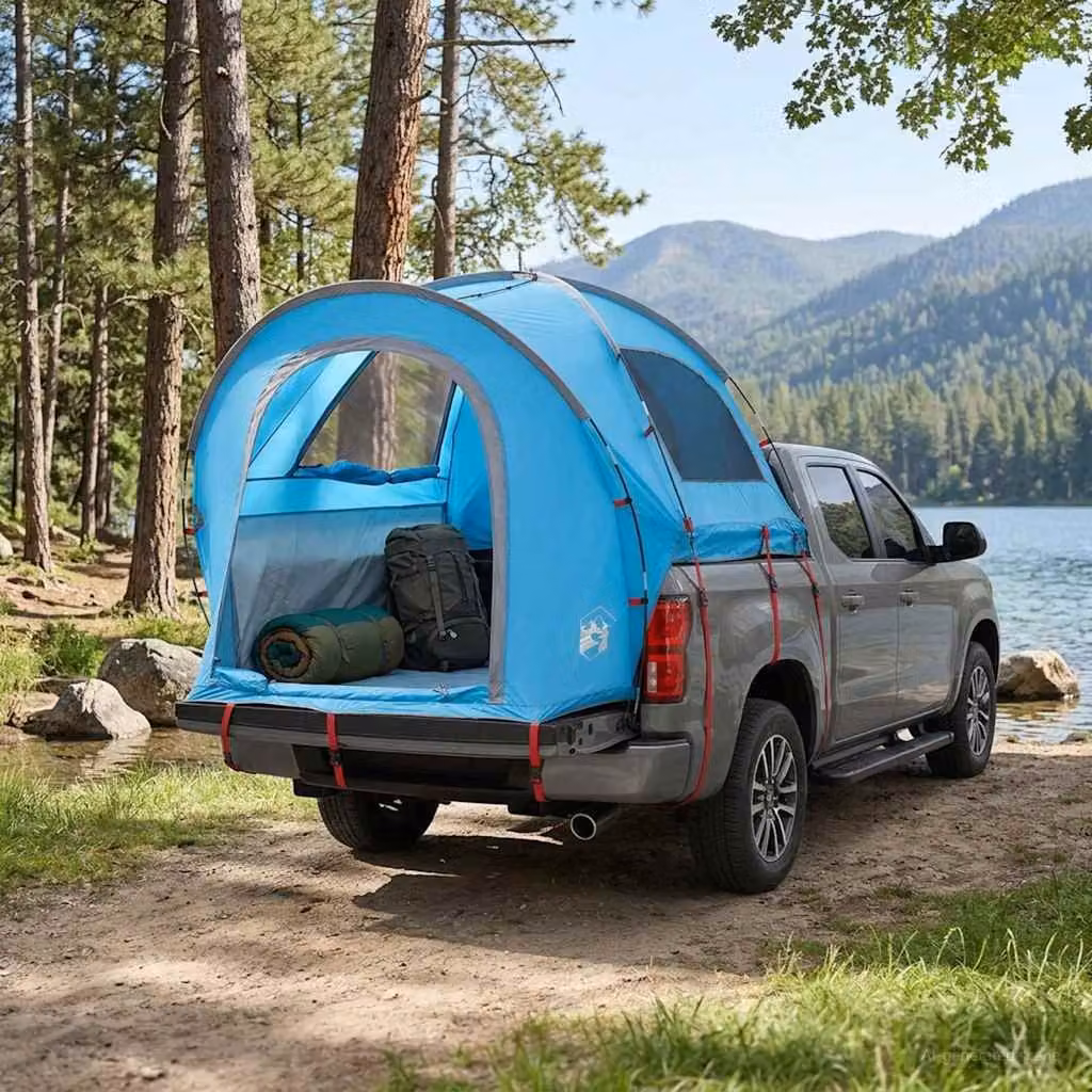 Tenda da auto vidaXL blu per 2 persone in poliestere e acciaio L: 255 cm, P: 181 cm, H: 178 cm