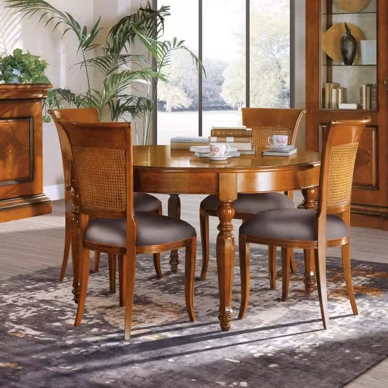 Tavolo rotondo allungabile in legno massello Bassano marrone Mobili 2G L: 140 cm, H: 78 cm – 3