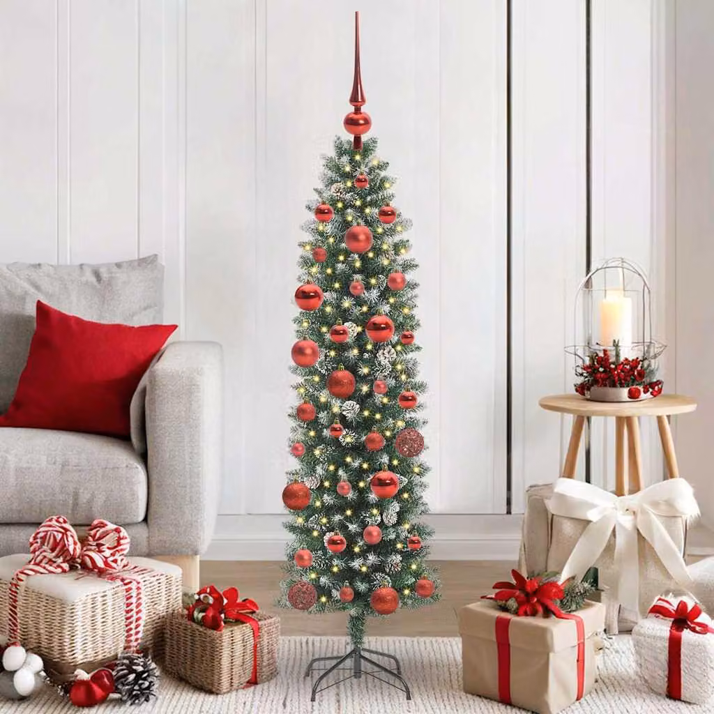 Maison Exclusive - Albero di Natale artificiale slanciato, verde e bianco, 150 cm
