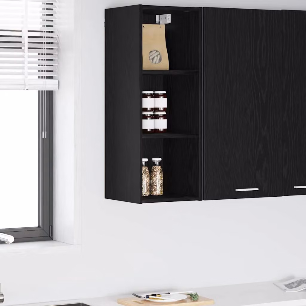 Armadio pensile da cucina moderno vidaXL nero con ante a battente e ripiani interni L/P/H: 30 x 29,5 x 80 cm