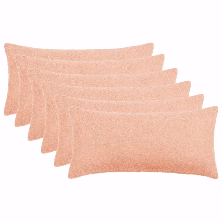 Set di 6 federe vidaXL HEERLEN rosa in tessuto bouclé, L 40 cm x P 80 cm