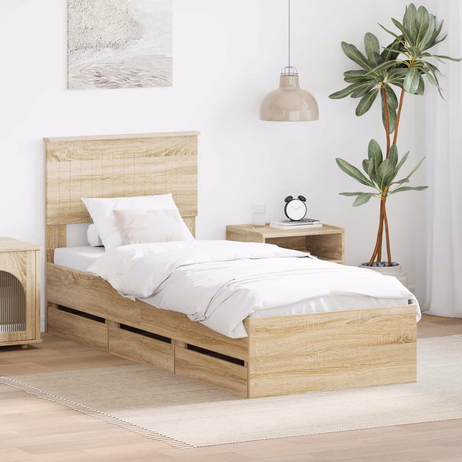 vidaXL Struttura letto moderna con cassetti in legno color marrone, L/P/H: 190 x 80 cm
