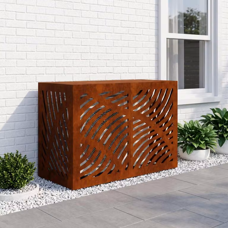 Copertura per condizionatore d'aria vidaXL in acciaio, colore ruggine, H 60 x L 90 x P 40 cm