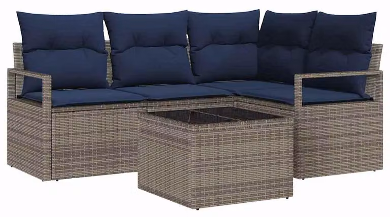 Maison Exclusive - Set di divani componibili, 5 pezzi, grigio [materiale sintetico]: rattan sintetico