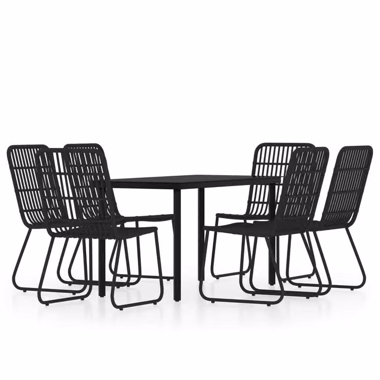 Set Mobili da Pranzo per Giardino 7 pz Nero