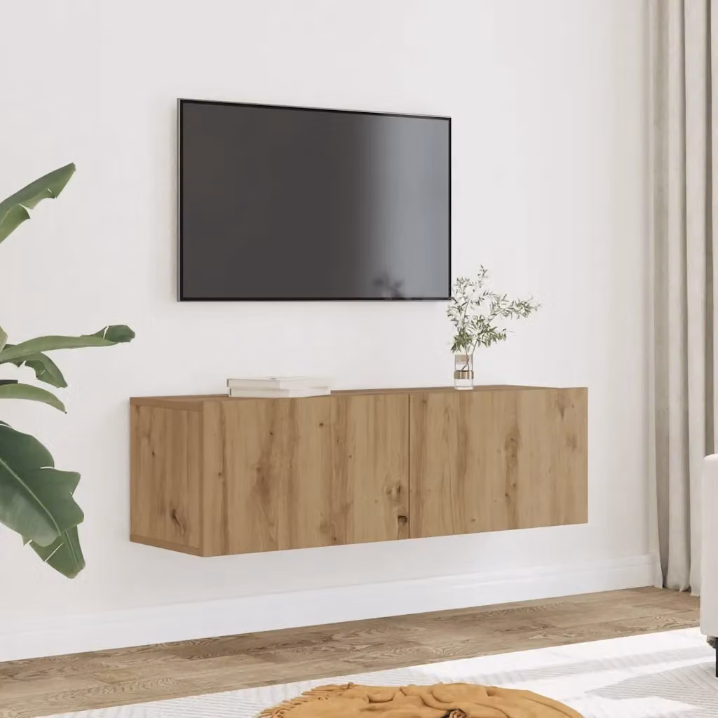 Set di 2 Mobili TV a Parete Moderni in Rovere Marrone Design In L/P/H: 100 x 30 x 30 cm – 2