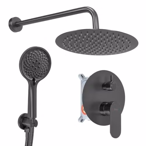 Rea - Set doccia da incasso in titanio + scatola - 39 x 25 x 100 cm