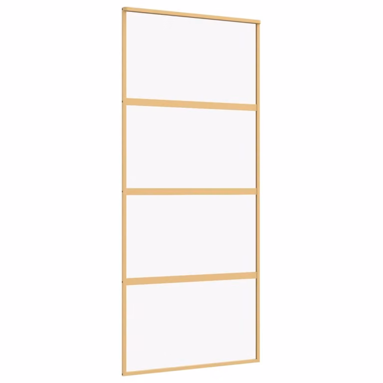 Porta Scorrevole Dorata 90x205 Vetro Trasparente ESG Alluminio