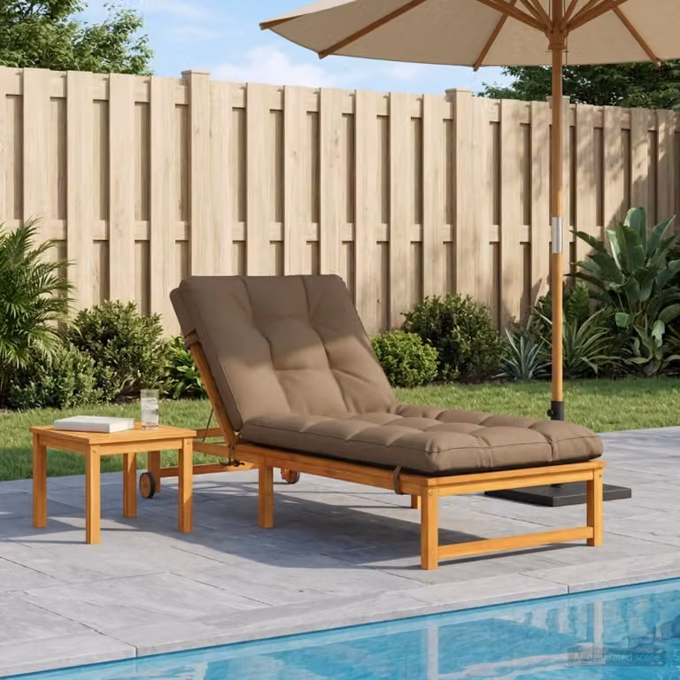 Cuscino per lettino vidaXL VIANEN in poliestere con rivestimento rimovibile e resistente ai raggi UV, Tortora