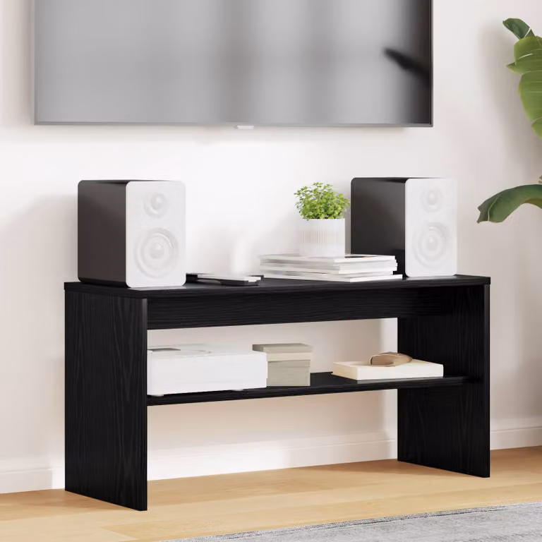 Mobile TV vidaXL moderno in legno ingegnerizzato e rovere, colore nero, L 80 cm x P 30 cm x H 40 cm