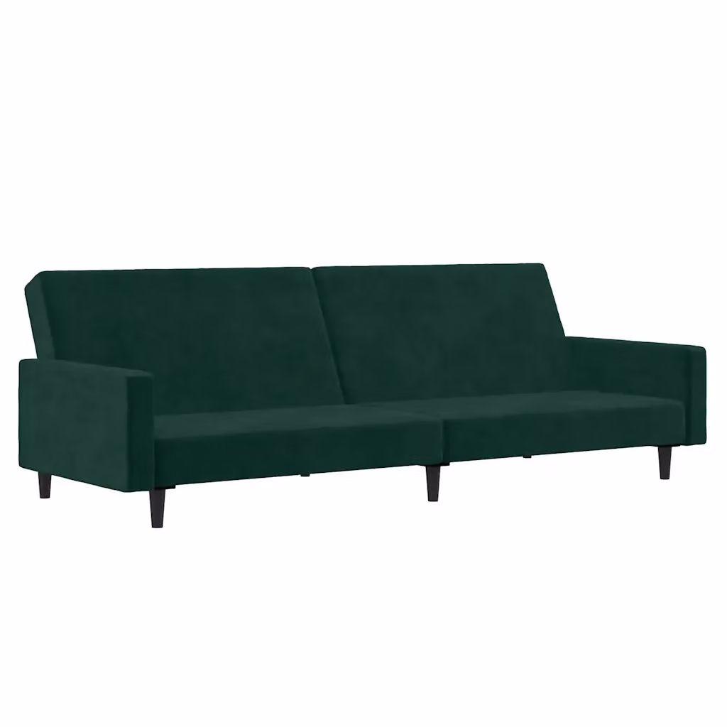 Divano Letto Click-Clack vidaXL in Velluto Verde con Struttura in Legno Solido e Poggiatesta Regolabile – 2