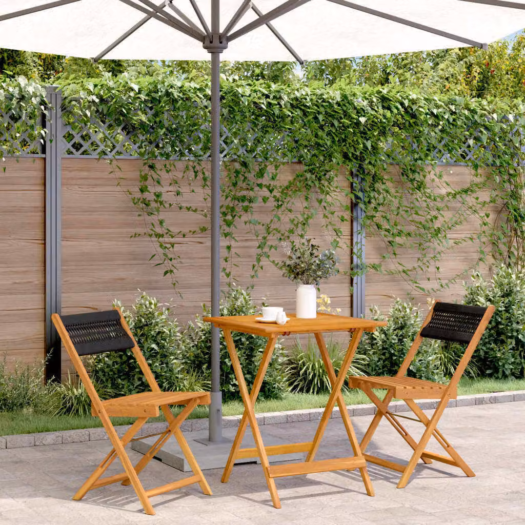 Maison Exclusive - Set da bistrot 3 pezzi, nero, in polipropilene e legno massello