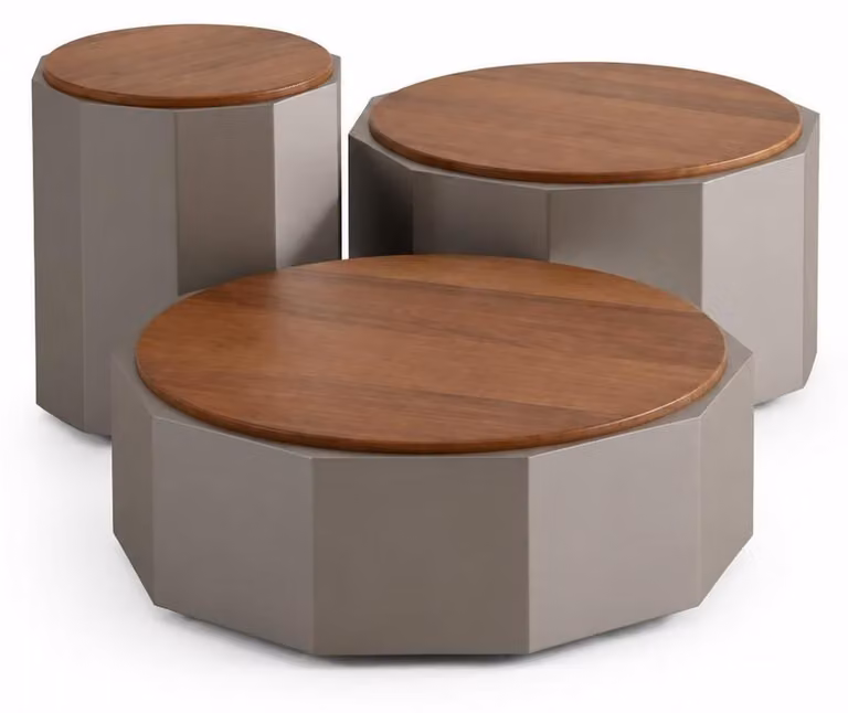 Tavolino da caffè moderno, multistrato, in noce. Versatile, semplice, accogliente