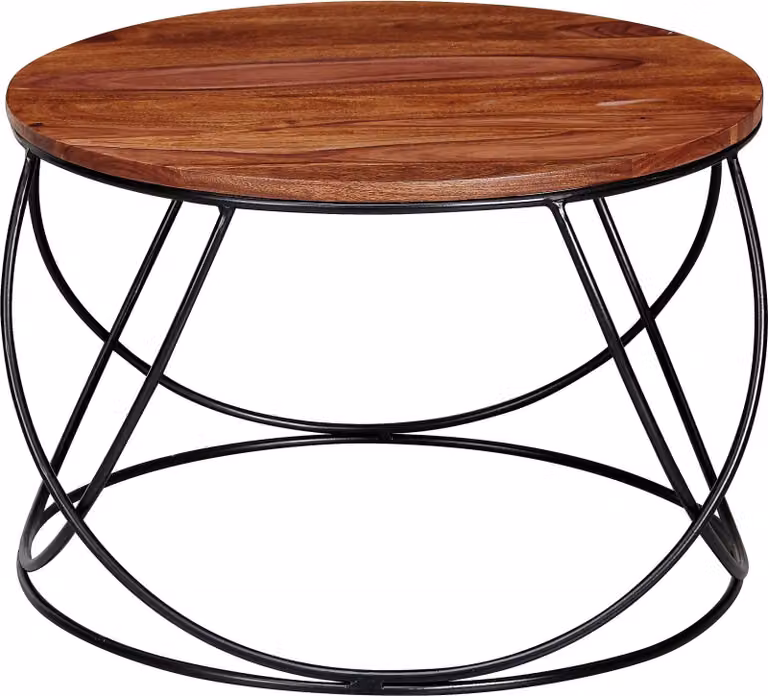 Tavolino in legno massiccio di sheesham / metallo 60 x 40 x 60 cm | Wohnling