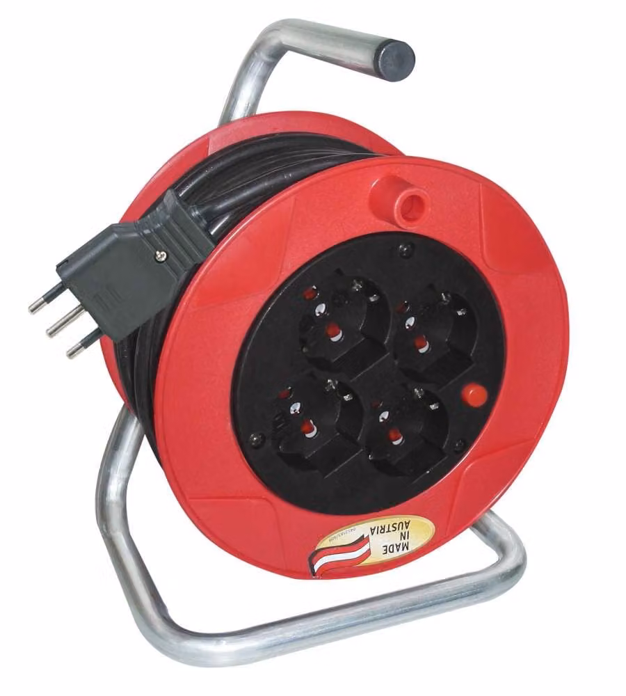Prolunga Elettrica ST180 230V con Avvolgicavo 15m Antiurto e 4 Prese