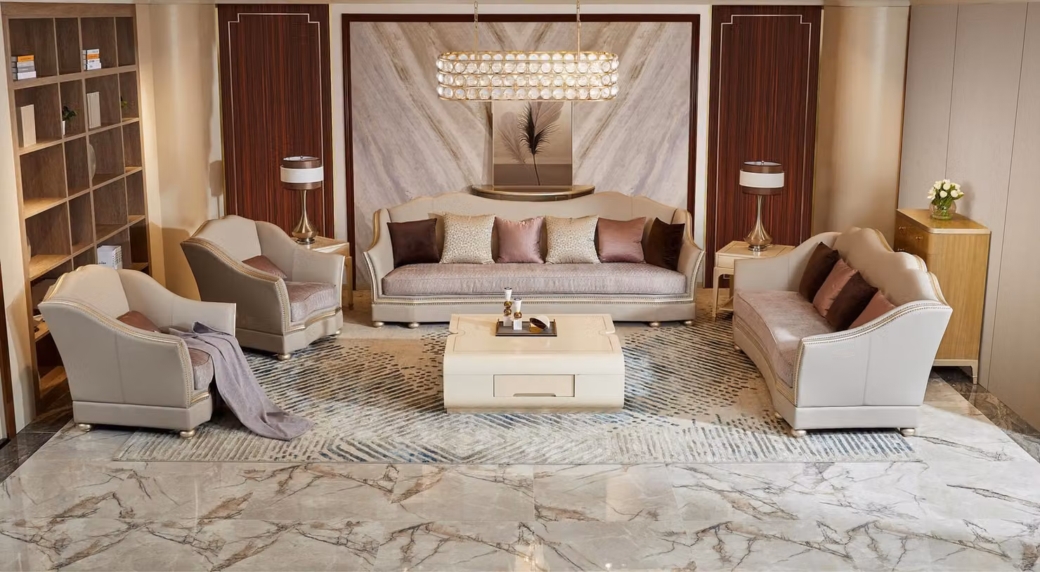 Luxus Wohnzimmer Möbel Design Sitzpolster Sofagarnitur Couch Komplettes Set Holz