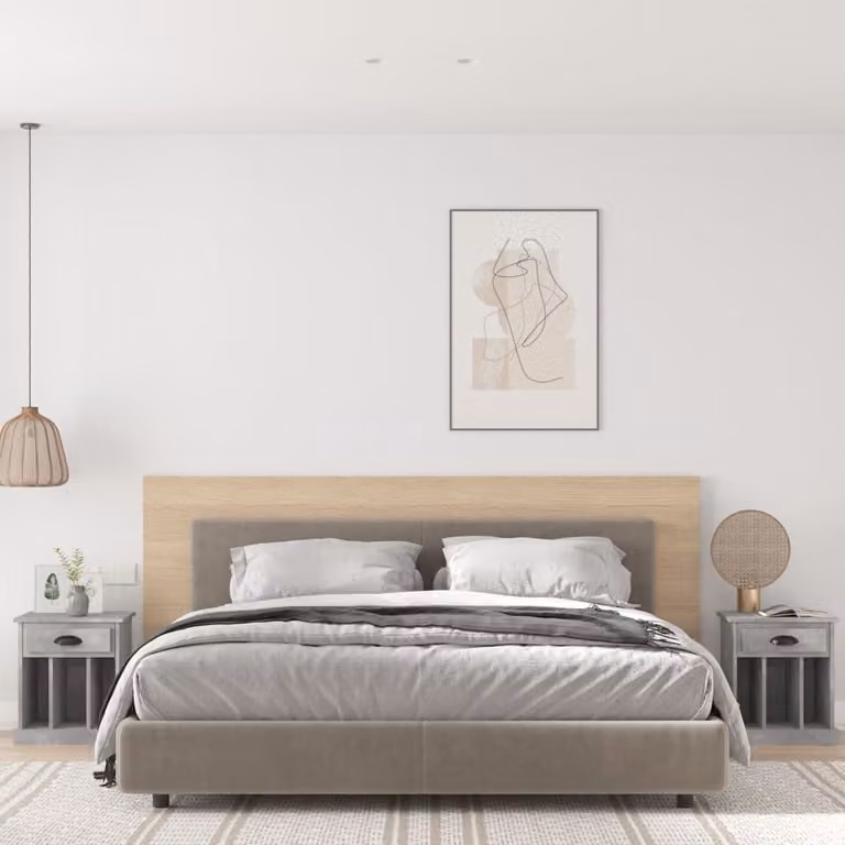 Set di 2 comodini sospesi vidaXL in legno MDF grigio opaco L 43 cm x P 36 cm x H 50 cm