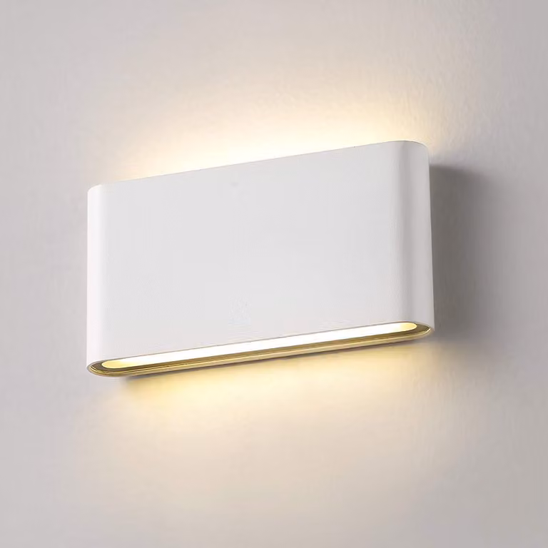 Lampada a LED da parete, 12W, grado di protezione IP65, luce bianco caldo, alluminio, colore bianco