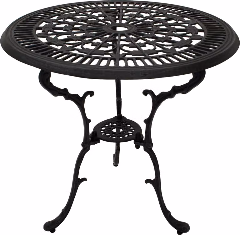DEGAMO Tavolino da bistrot Tavolino da giardino Tavolino in stile Art Nouveau, rotondo, 70 cm, in fusione di alluminio grigio anticato, resistente alle intemperie