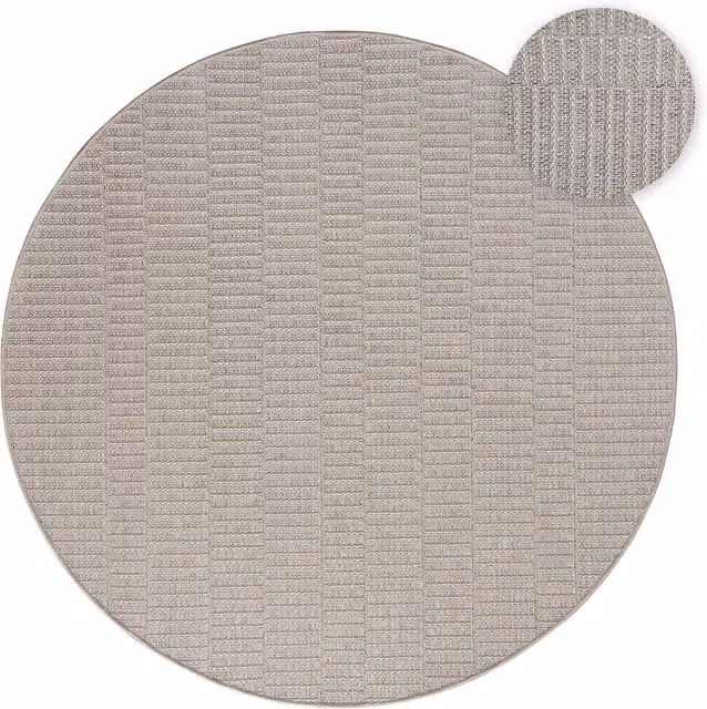 Tappeto rotondo Verona beige e bianco per interni ed esterni, Diametro: 200 cm