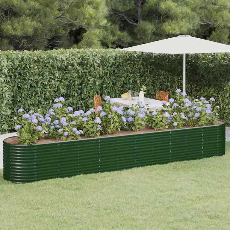Letto rialzato da giardino vidaXL in acciaio zincato verde L: 440 cm, P: 80 cm, H: 68 cm