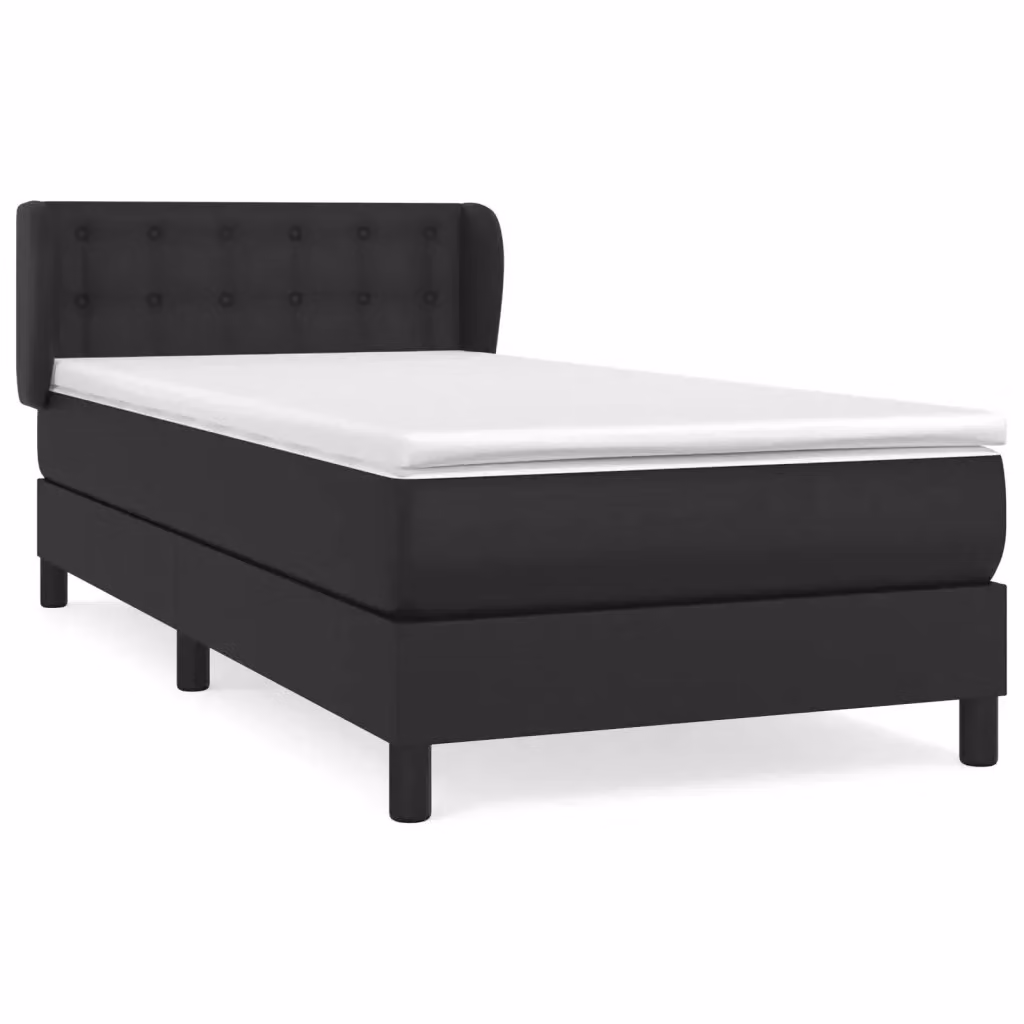vidaXL Giroletto a Molle con Materasso in Similpelle Nero 90x200 cm – 2