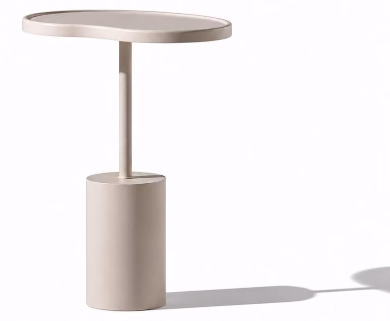 Tavolino di servizio, stile moderno, colore bianco, nuovo, pratico, ideale per la camera da letto, forma ovale