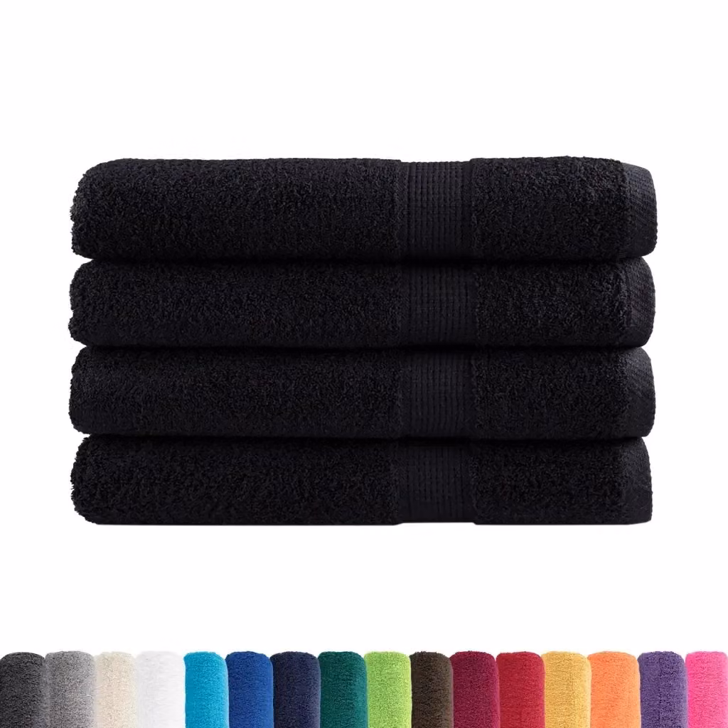 Set di 4 asciugamani SOLUND in cotone nero, spugna morbida, 100 x 200 cm, 600 g/m2 – 2