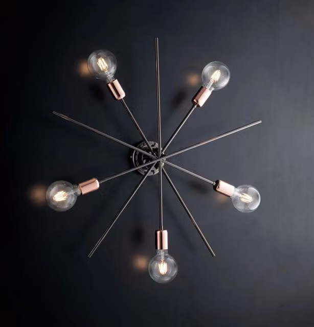 Plafoniera Moderna Bloom Metallo Cromo Nero Rame 5 Luci E27