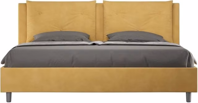 Letto matrimoniale king size senza rete imbottito 190x190 microfibra ocra Appia