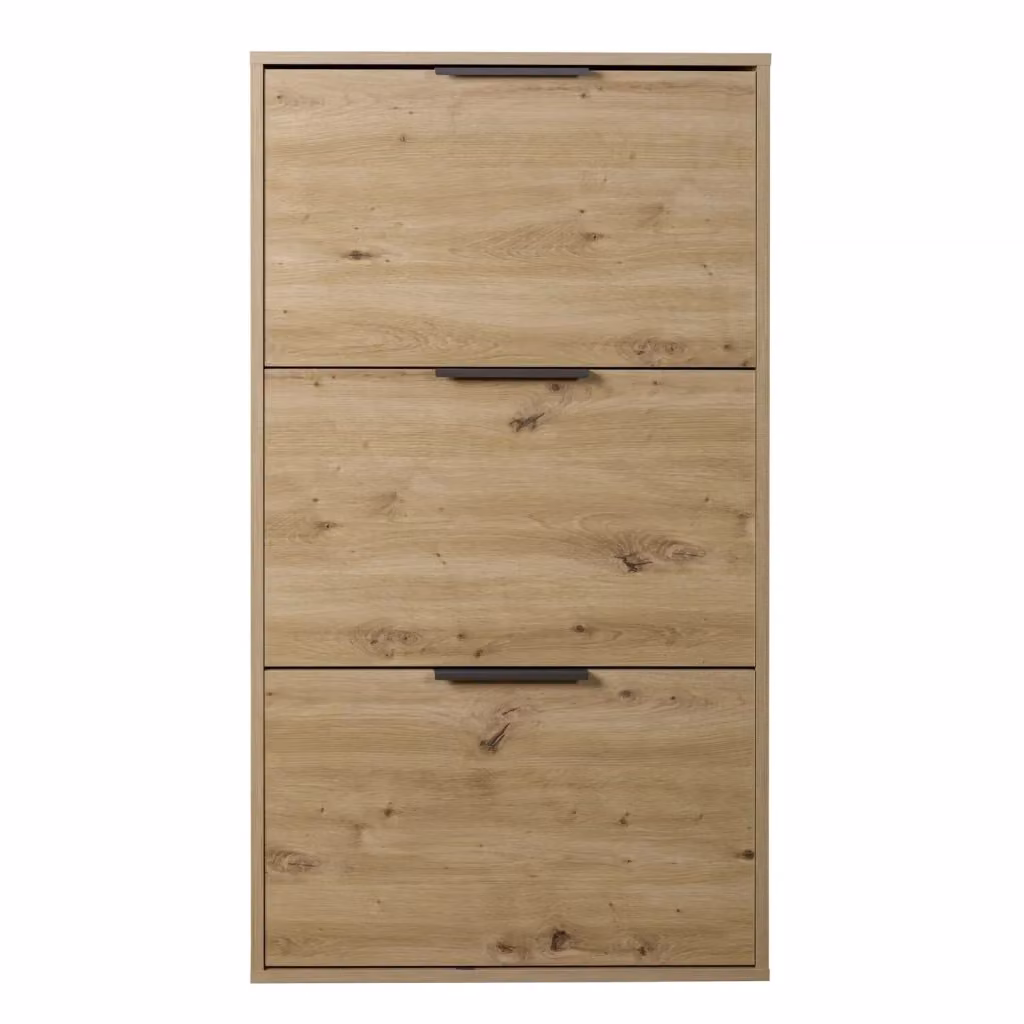 Scarpiera con 3 scomparti ribaltabili Espresso Composad, colore rovere artisan, L: 65 cm, P: 25 cm, H: 120 cm – 2
