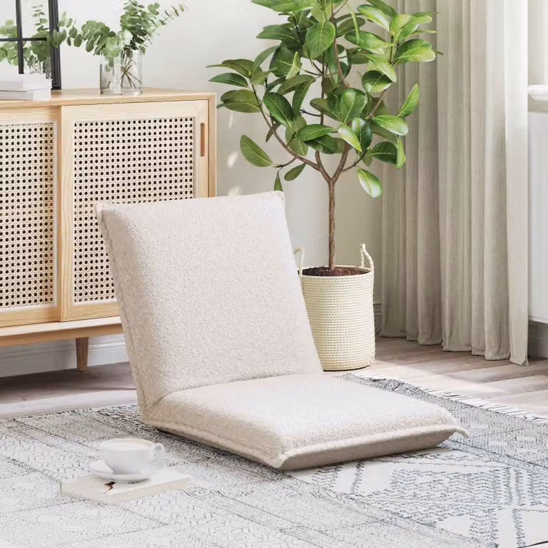 Sedia a pavimento regolabile vidaXL in tessuto di lana di pecora color beige