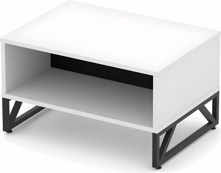 Couchtisch Beistelltisch Arbeitszimmer Tisch Weiß-Schwarz Mit Stauraum